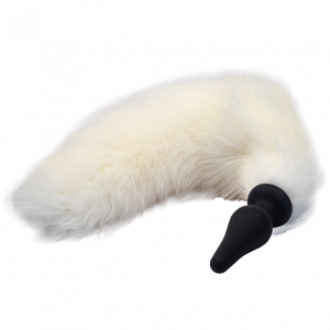 Силиконовая анальная втулка с белым хвостиком Furry Fox