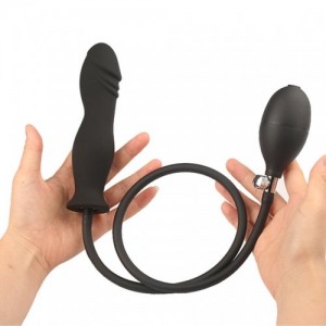 Расширяющийся черный фаллос с грушей 15 см (иной угол)