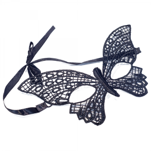 Кружевная черная маска-бабочка