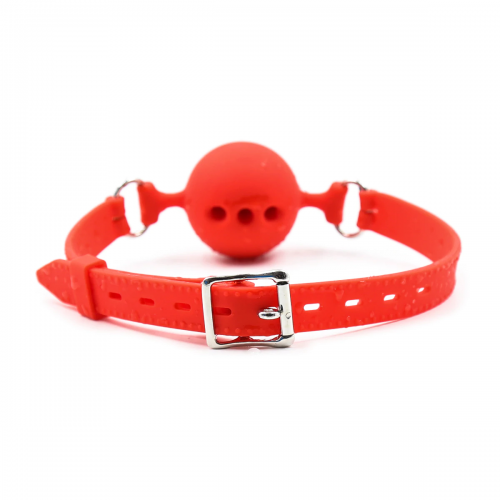 Силиконовый дышащий кляп-шар red M