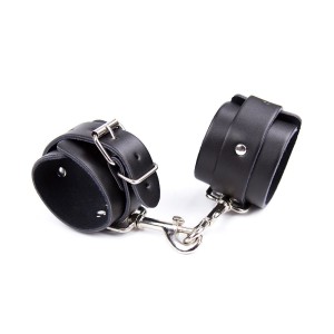Наручники черные из натуральной кожи