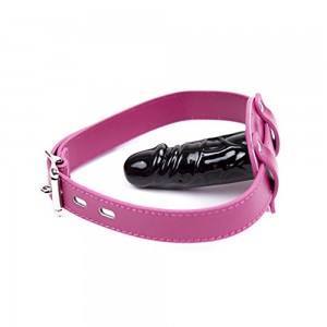 Кляп-фаллос на розовом ремешке L (иной угол)