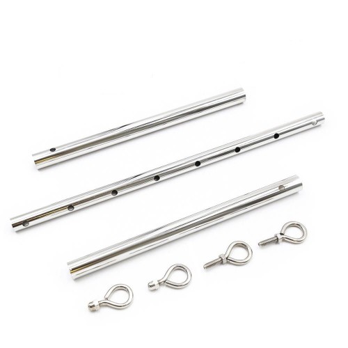 Бондажная распорка с карабинами серебристая