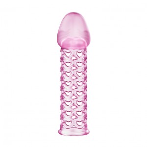 Насадка на пенис Pink Heart розовая (иной угол)