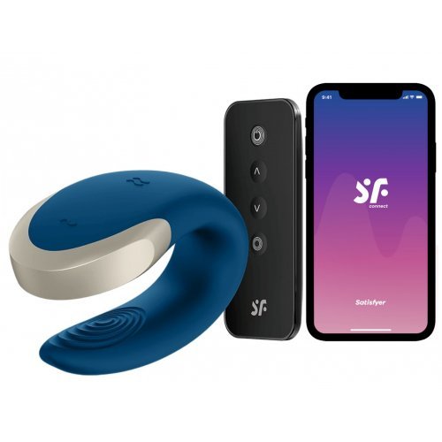 Смарт-стимулятор для пар Satisfyer Partner Double Love голубой ДЕФОРМИРОВАННАЯ УПАКОВКА