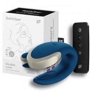 Смарт-стимулятор для пар Satisfyer Partner Double Love голубой ДЕФОРМИРОВАННАЯ УПАКОВКА