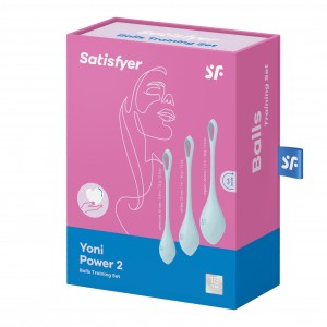 ДЕФОРМИРОВАННАЯ УПАКОВКА Вагинальные шарики Satisfyer Yoni Power 2 Kegel Balls голубые (иной угол)