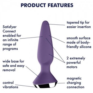 ДЕФОРМИРОВАННАЯ УПАКОВКА Анальная вибропробка Satisfyer Plug-ilicious 1 фиолетовый (иной угол)