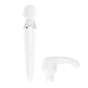 ДЕФОРМИРОВАННАЯ УПАКОВКА Перезаряжаемый смарт-массажер с насадкой для точки G Satisfyer Double Wand-er (иной угол)