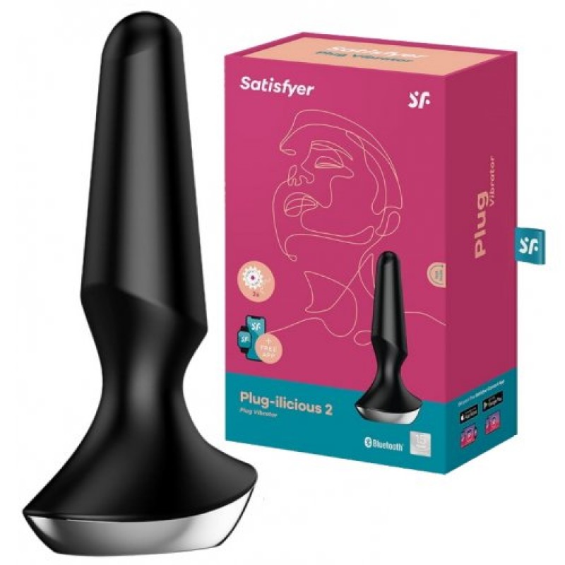 ДЕФОРМИРОВАННАЯ УПАКОВКА Анальный смарт-стимулятор с вибрацией Satisfyer Plug-ilicious 2 черный