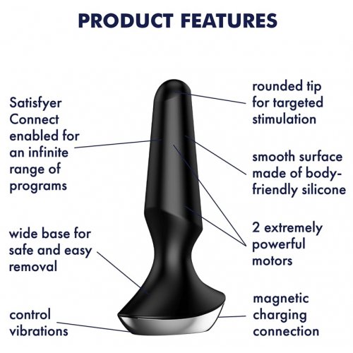 ДЕФОРМИРОВАННАЯ УПАКОВКА Анальный смарт-стимулятор с вибрацией Satisfyer Plug-ilicious 2 черный