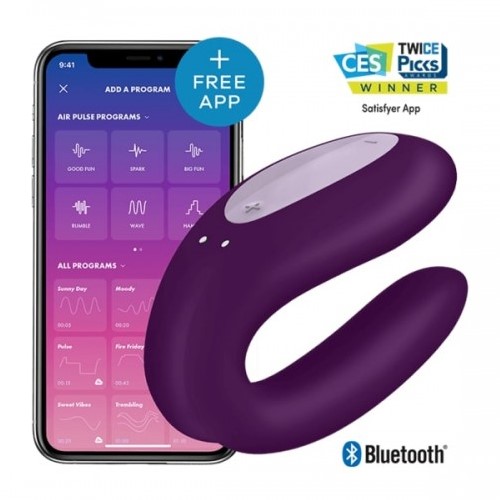 МЯГКАЯ ВАКУУМНАЯ УПАКОВКА смарт-стимулятор для пар Satisfyer Partner Double Joy черный