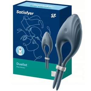 Эрекционное кольцо с вибрацией Satisfyer Duelist серый