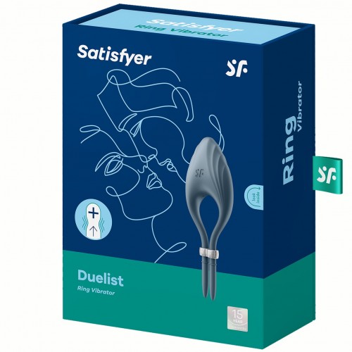 Эрекционное кольцо с вибрацией Satisfyer Duelist серый