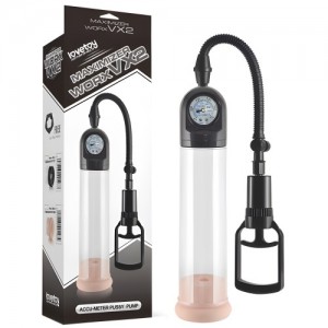 ДЕФОРМИРОВАННАЯ КОРОБКА Вакуумная помпа для пениса Maximizer Worx VX2 Accu-Meter Pussy Pump с мягкой насадкой