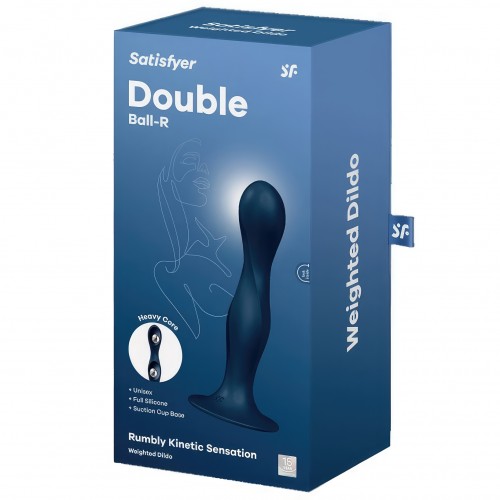 Фаллос Satisfyer Double Ball-R со смещенным центром тяжести синий 18 см