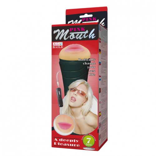 Мастурбатор-ротик в колбе с 7 режимами вибрации Pink Mouth