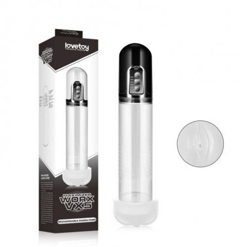 Вакуумная помпа автоматическая Maximizer Worx VX5 с насадкой в форме половых губ черная