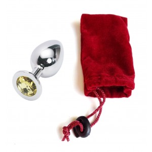 Большая анальная пробка Anal Jewelry Plug Silver Yellow L Большая анальная пробка Anal Jewelry Plug Silver Yellow L (иной угол)