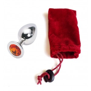 Большая анальная пробка Anal Jewelry Plug Silver Orange L Большая анальная пробка Anal Jewelry Plug Silver Orange L (иной угол)