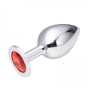 Большая анальная пробка Anal Jewelry Plug Silver Ruby L