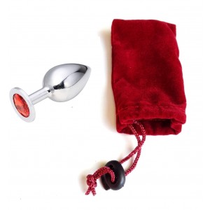 Большая анальная пробка Anal Jewelry Plug Silver Ruby L (иной угол)