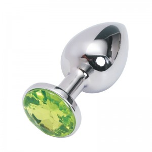 Мини-плаг из стали с кристаллом Silver Light Green