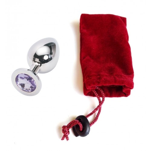 Большая анальная пробка Anal Jewelry Plug Silver Purple L