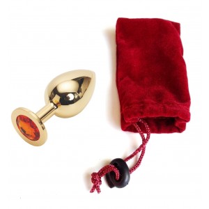 Стальная пробка Jewelry Plug Medium Gold оранжевая (иной угол)