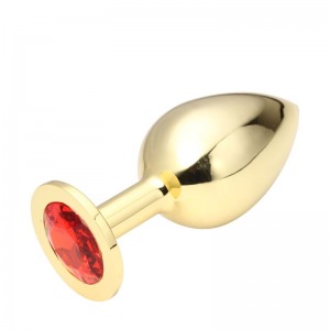 Большая золотистая пробка со стразом Gold Ruby L