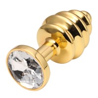 Анальная рельефная пробка Small Gold бриллиант