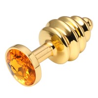 Анальная рельефная пробка Small Gold оранжевый
