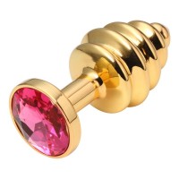 Анальная рельефная пробка Small Gold розовый