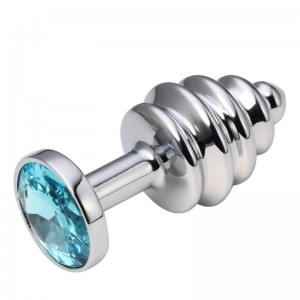 Анальная рельефная пробка Small Silver голубая