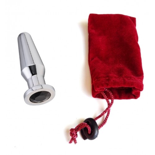 Конусная пробка с кристаллом Anal Plug Silver Black L