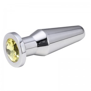 Конусная пробка с кристаллом Anal Plug Silver Yellow L