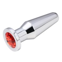 Конусная пробка с кристаллом Anal Plug Silver Ruby L
