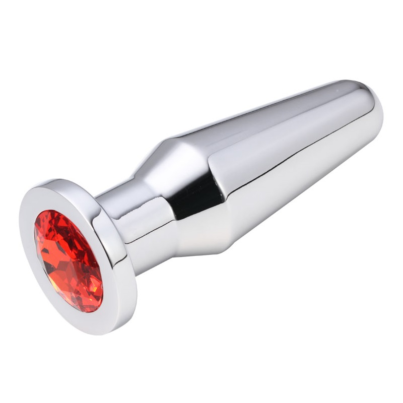 Конусная пробка с кристаллом Anal Plug Silver Ruby L