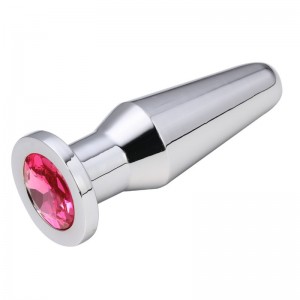 Конусная пробка с кристаллом Anal Plug Silver Fuchsia L