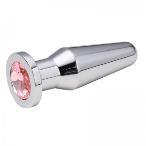 Конусная пробка с кристаллом Anal Plug Silver Pink L