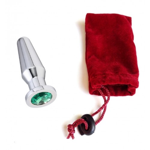 Конусная пробка с кристаллом Anal Plug Silver Green L