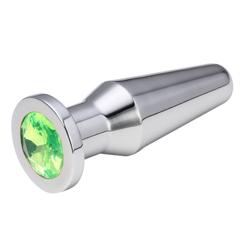 Конусная пробка с кристаллом Anal Plug Silver Lime L