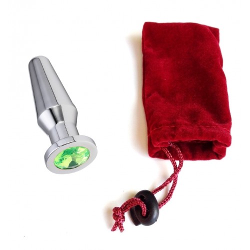 Конусная пробка с кристаллом Anal Plug Silver Lime L