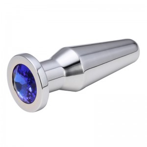 Конусная пробка с кристаллом Anal Plug Silver Blue L