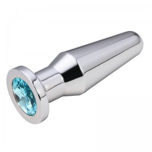 Конусная пробка с кристаллом Anal Plug Silver Light Blue L