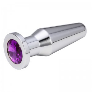 Конусная пробка с кристаллом Anal Plug Silver Violet L