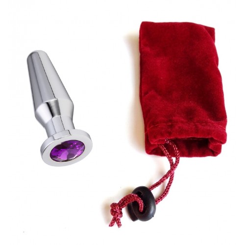Конусная пробка с кристаллом Anal Plug Silver Violet L