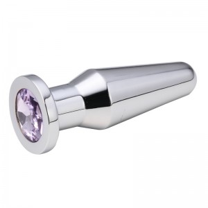 Конусная пробка с кристаллом Anal Plug Silver Purple L