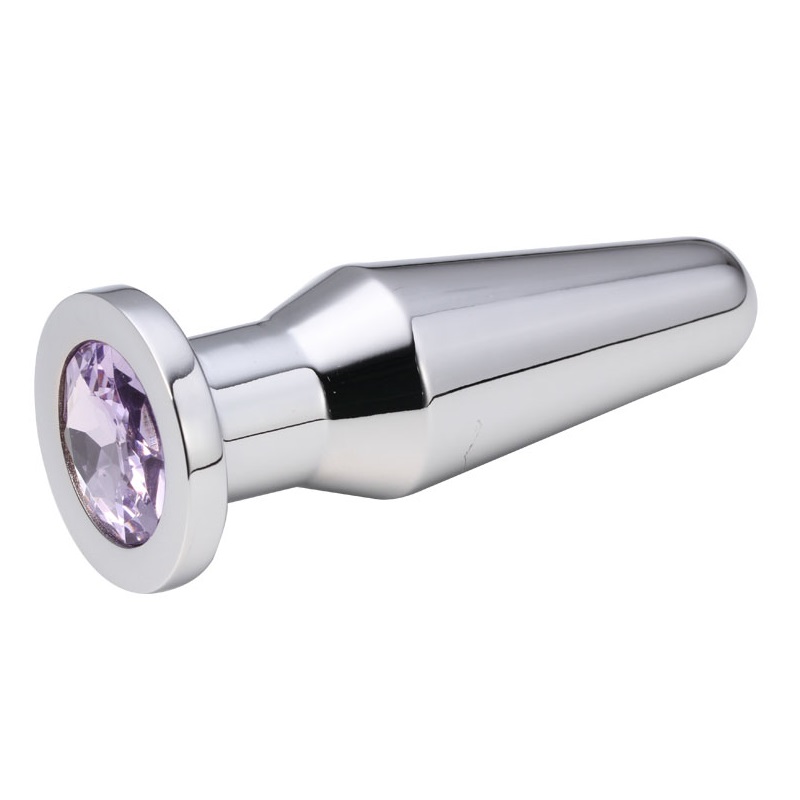 Конусная пробка с кристаллом Anal Plug Silver Purple L