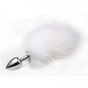 Анальная пробка с хвостиком Anal Plug White Tail Silver S
